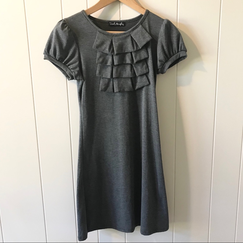 French Atmosphere Gray T-shirt Dress